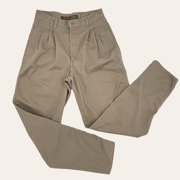 Vintage Bugle Boy Khakis Pants‎ 90s Men Pleated Waist Darts Khaki Tan Dad Preppy - Picture 1 of 12